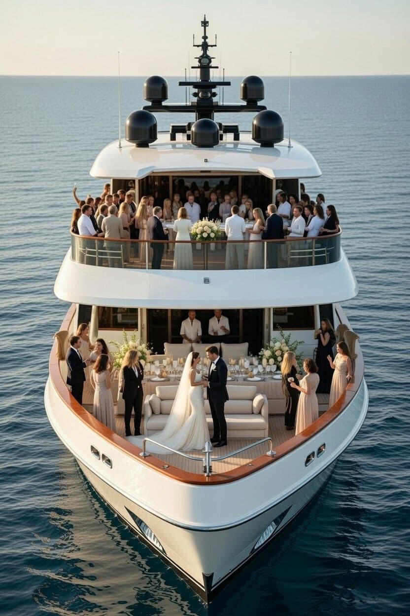 Wedding celebration aboard a luxury yacht
